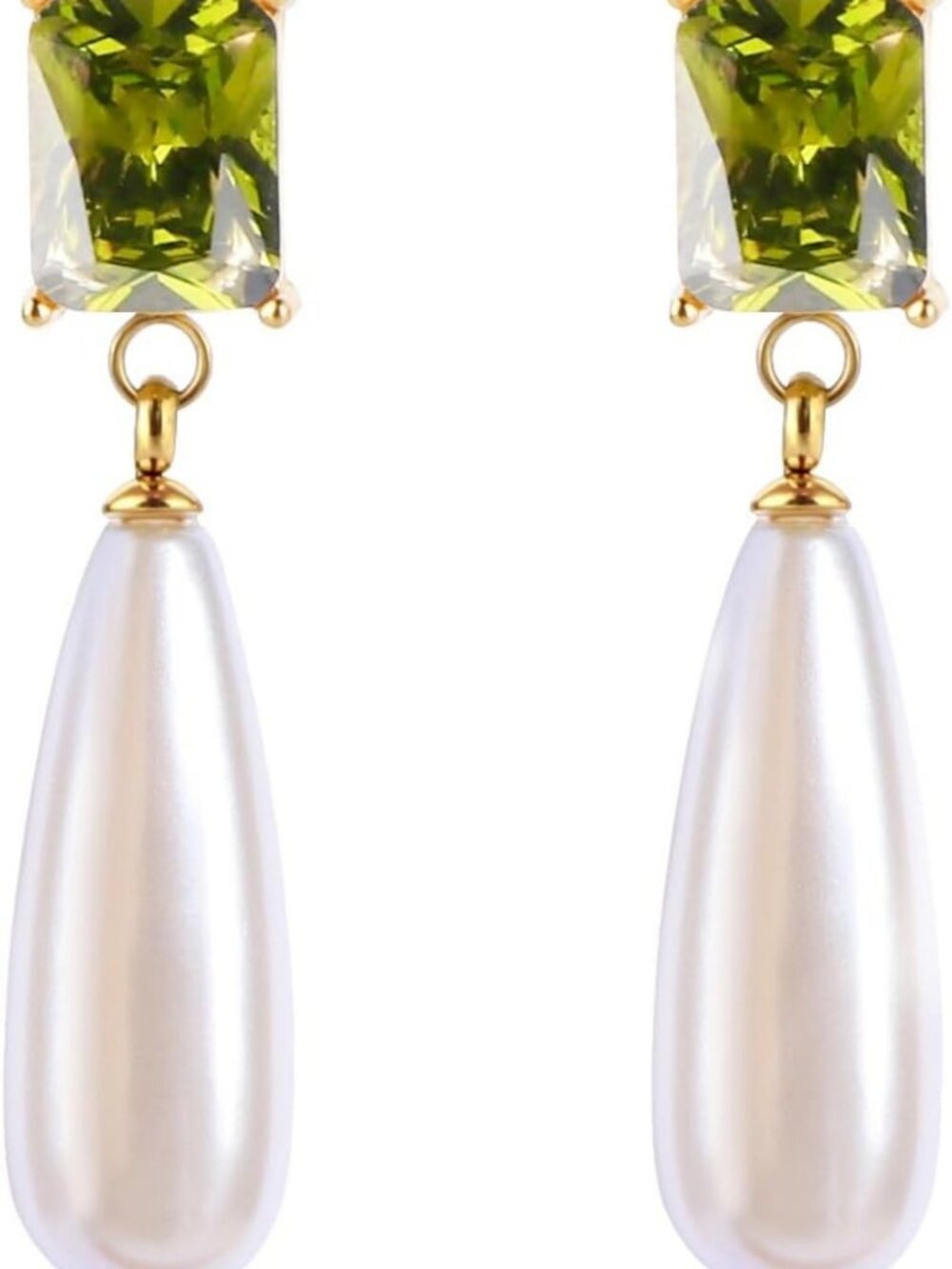 Elegant Teardrop Pearl Birthstone Earrings, 18k Gold Plated, Cubic Zirconia